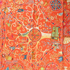 Hermès Carré 90 "Peuple du Vent" Silk handkerchief in Orange
