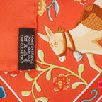 Hermès Carré 90 "Peuple du Vent" Silk handkerchief in Orange