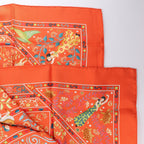 Hermès Carré 90 "Peuple du Vent" Silk handkerchief in Orange