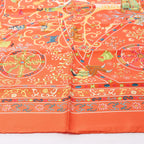 Hermès Carré 90 "Peuple du Vent" Silk handkerchief in Orange
