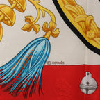 Hermès Carré 90 "Plumes et Grelots" Silk handkerchief in Red