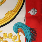 Hermès Carré 90 "Plumes et Grelots" Silk handkerchief in Red