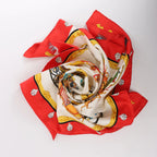 Hermès Carré 90 "Plumes et Grelots" Silk handkerchief in Red
