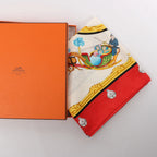 Hermès Carré 90 "Plumes et Grelots" Silk handkerchief in Red