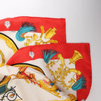 Hermès Carré 90 "Plumes et Grelots" Silk handkerchief in Red