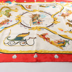 Hermès Carré 90 "Plumes et Grelots" Silk handkerchief in Red