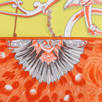 Hermès Carré 90 "Plumets du Roy King's" Silk handkerchief in Orange x Yellow