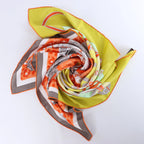 Hermès Carré 90 "Plumets du Roy King's" Silk handkerchief in Orange x Yellow