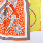 Hermès Carré 90 "Plumets du Roy King's" Silk handkerchief in Orange x Yellow