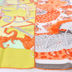 Hermès Carré 90 "Plumets du Roy King's" Silk handkerchief in Orange x Yellow