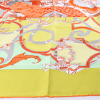 Hermès Carré 90 "Plumets du Roy King's" Silk handkerchief in Orange x Yellow