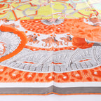 Hermès Carré 90 "Plumets du Roy King's" Silk handkerchief in Orange x Yellow