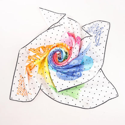 Hermès Carré 90 "Plumets et Panaches" Silk handkerchief in White x Multicolor
