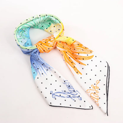 Hermès Carré 90 "Plumets et Panaches" Silk handkerchief in White x Multicolor