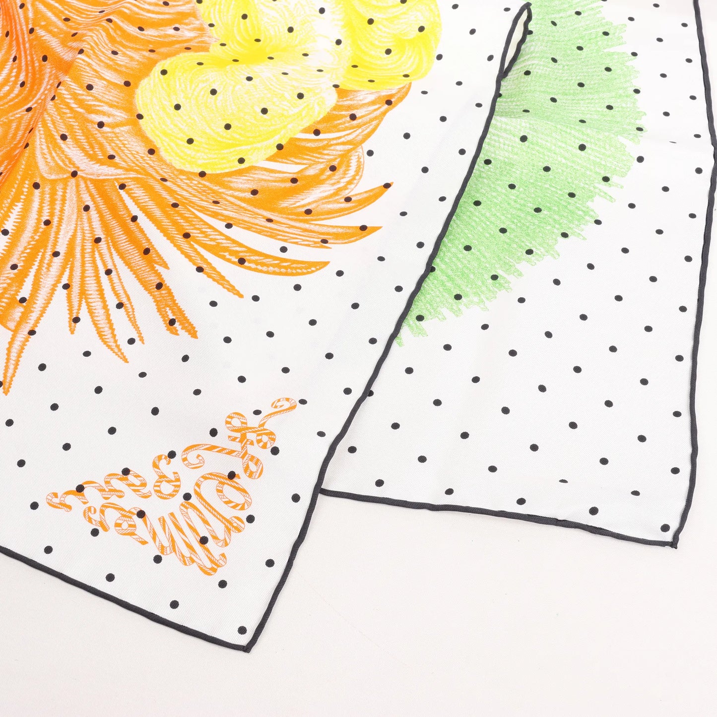 Hermès Carré 90 "Plumets et Panaches" Silk handkerchief in White x Multicolor