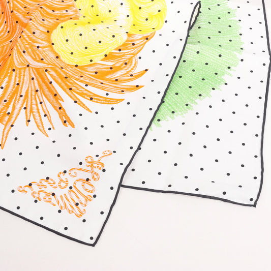 Hermès Carré 90 "Plumets et Panaches" Silk handkerchief in White x Multicolor