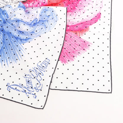 Hermès Carré 90 "Plumets et Panaches" Silk handkerchief in White x Multicolor