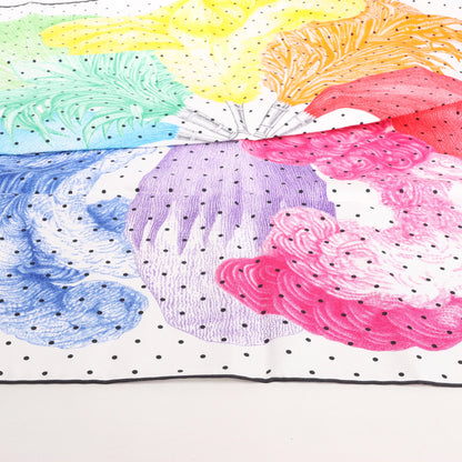 Hermès Carré 90 "Plumets et Panaches" Silk handkerchief in White x Multicolor