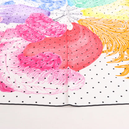 Hermès Carré 90 "Plumets et Panaches" Silk handkerchief in White x Multicolor