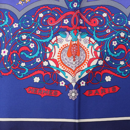 Hermès Carré 90 "Poesie Persane" Silk handkerchief in Navy Blue