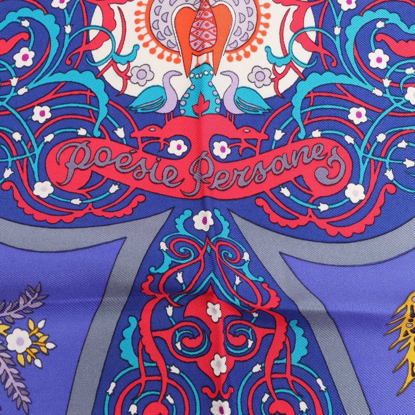 Hermès Carré 90 "Poesie Persane" Silk handkerchief in Navy Blue