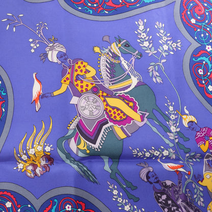 Hermès Carré 90 "Poesie Persane" Silk handkerchief in Navy Blue