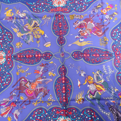 Hermès Carré 90 "Poesie Persane" Silk handkerchief in Navy Blue