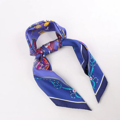 Hermès Carré 90 "Poesie Persane" Silk handkerchief in Navy Blue