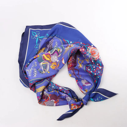 Hermès Carré 90 "Poesie Persane" Silk handkerchief in Navy Blue
