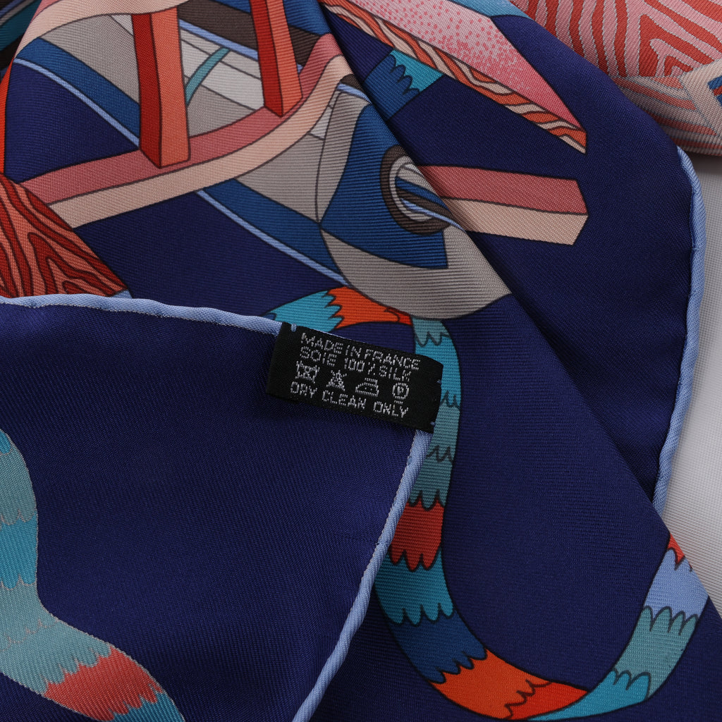 Hermès Carré 90 "D'ORGUE" Silk handkerchief in Navy Blue