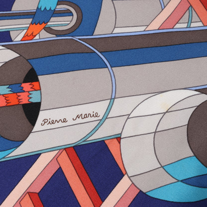 Mouchoir en soie Hermès Carré 90 "D'ORGUE" en Bleu Marine