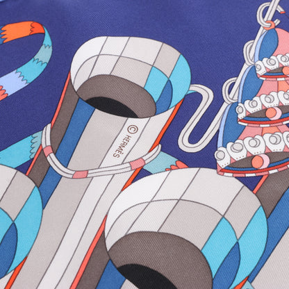 Mouchoir en soie Hermès Carré 90 "D'ORGUE" en Bleu Marine