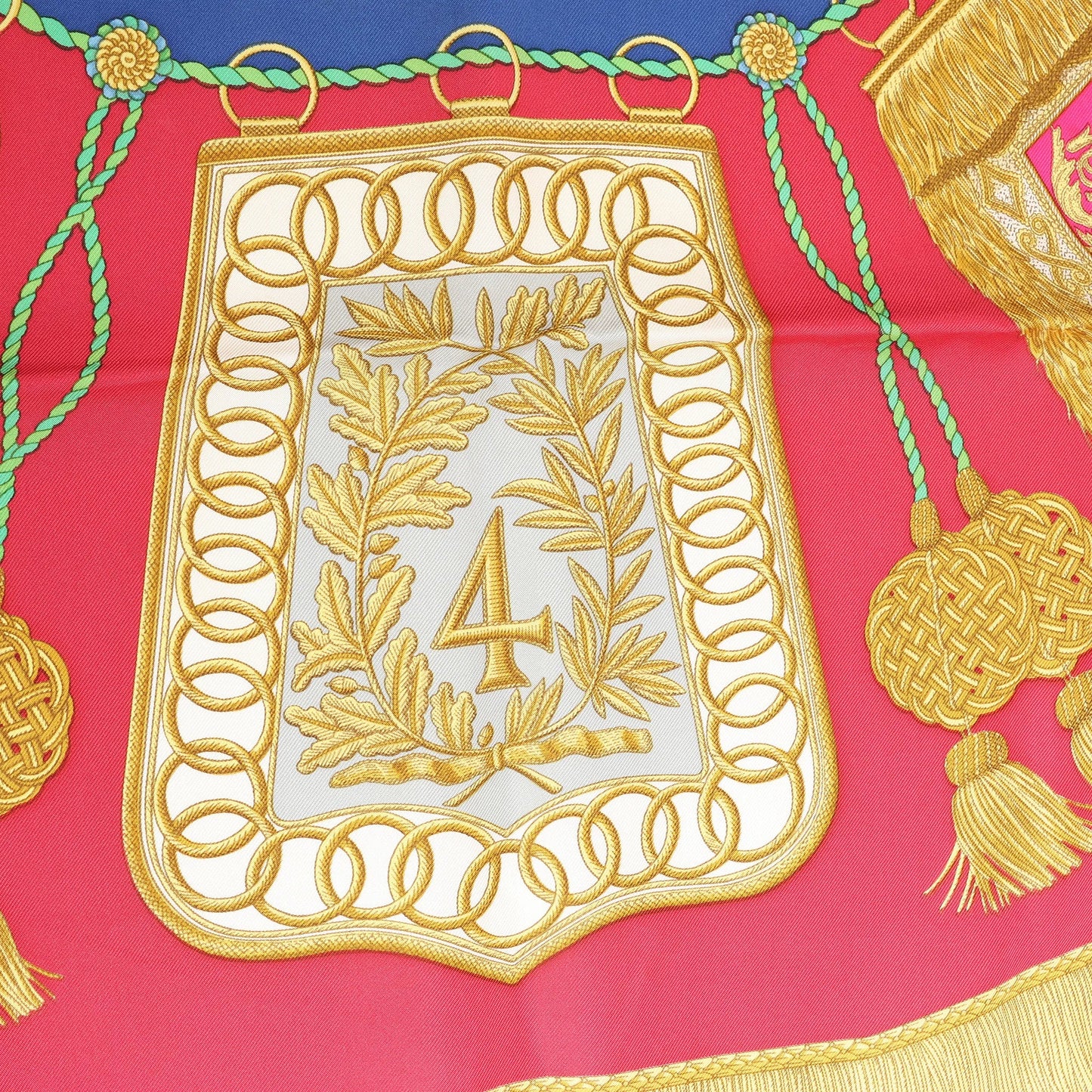 Hermès Carré 90 "Poste et Cavalerie Saber" Silk handkerchief in Red