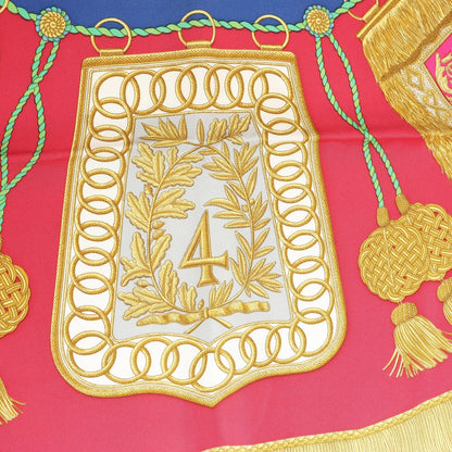 Hermès Carré 90 "Poste et Cavalerie Saber" Silk handkerchief in Red