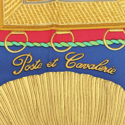 Hermès Carré 90 "Poste et Cavalerie Saber" Silk handkerchief in Red