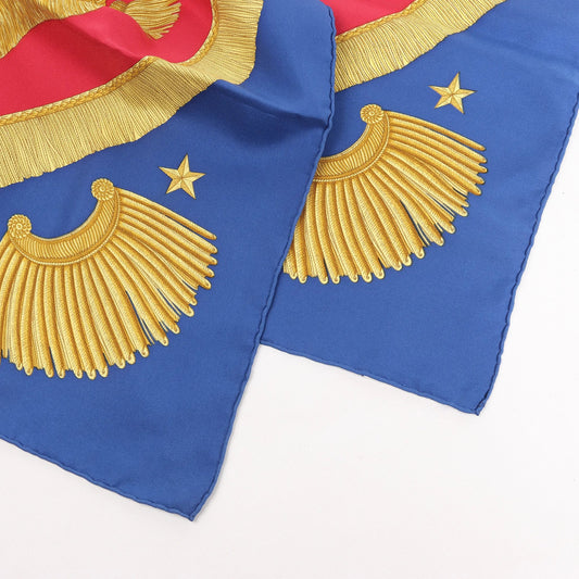 Hermès Carré 90 "Poste et Cavalerie Saber" Silk handkerchief in Red