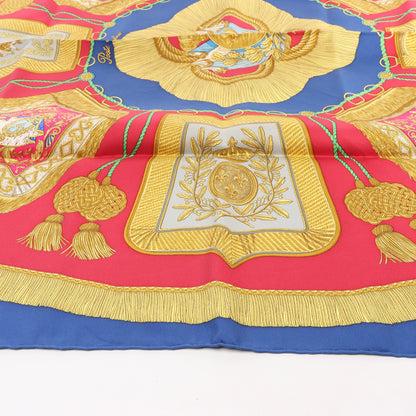 Hermès Carré 90 "Poste et Cavalerie Saber" Silk handkerchief in Red