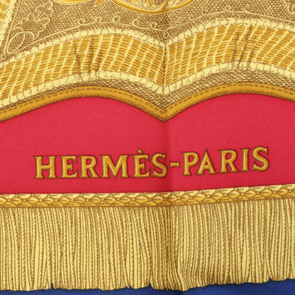 Hermès Carré 90 "Poste et Cavalerie Saber" Silk handkerchief in Red