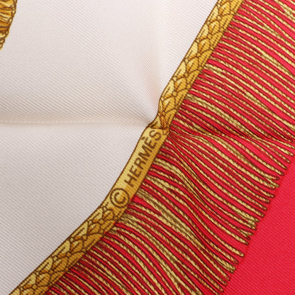 Hermès Carré 90 "Poste et Cavalerie" Silk handkerchief in Red