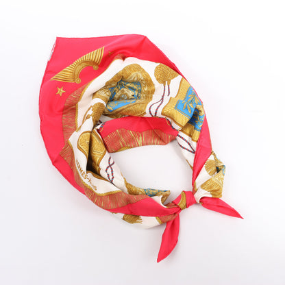 Hermès Carré 90 "Poste et Cavalerie" Silk handkerchief in Red