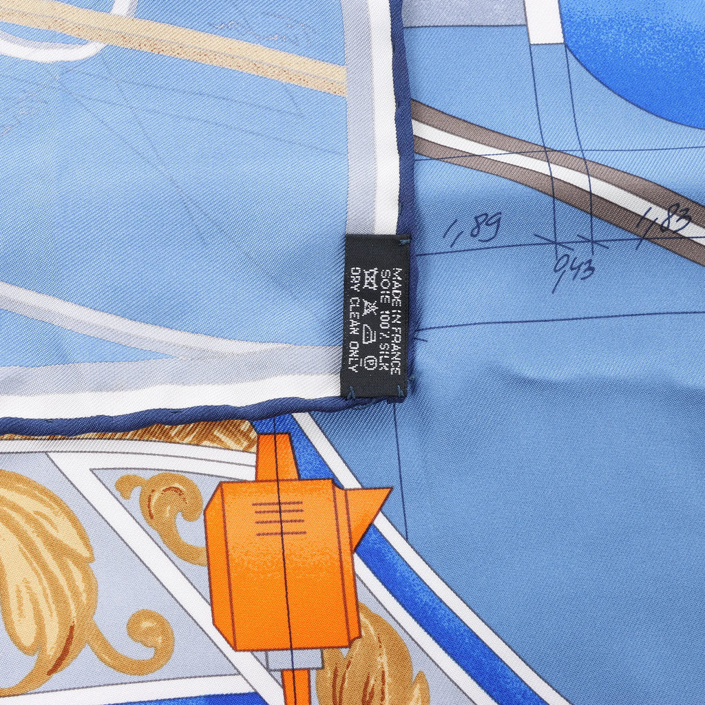 Hermès Carré 90 "Projet De Voiture" Silk handkerchief in Blue