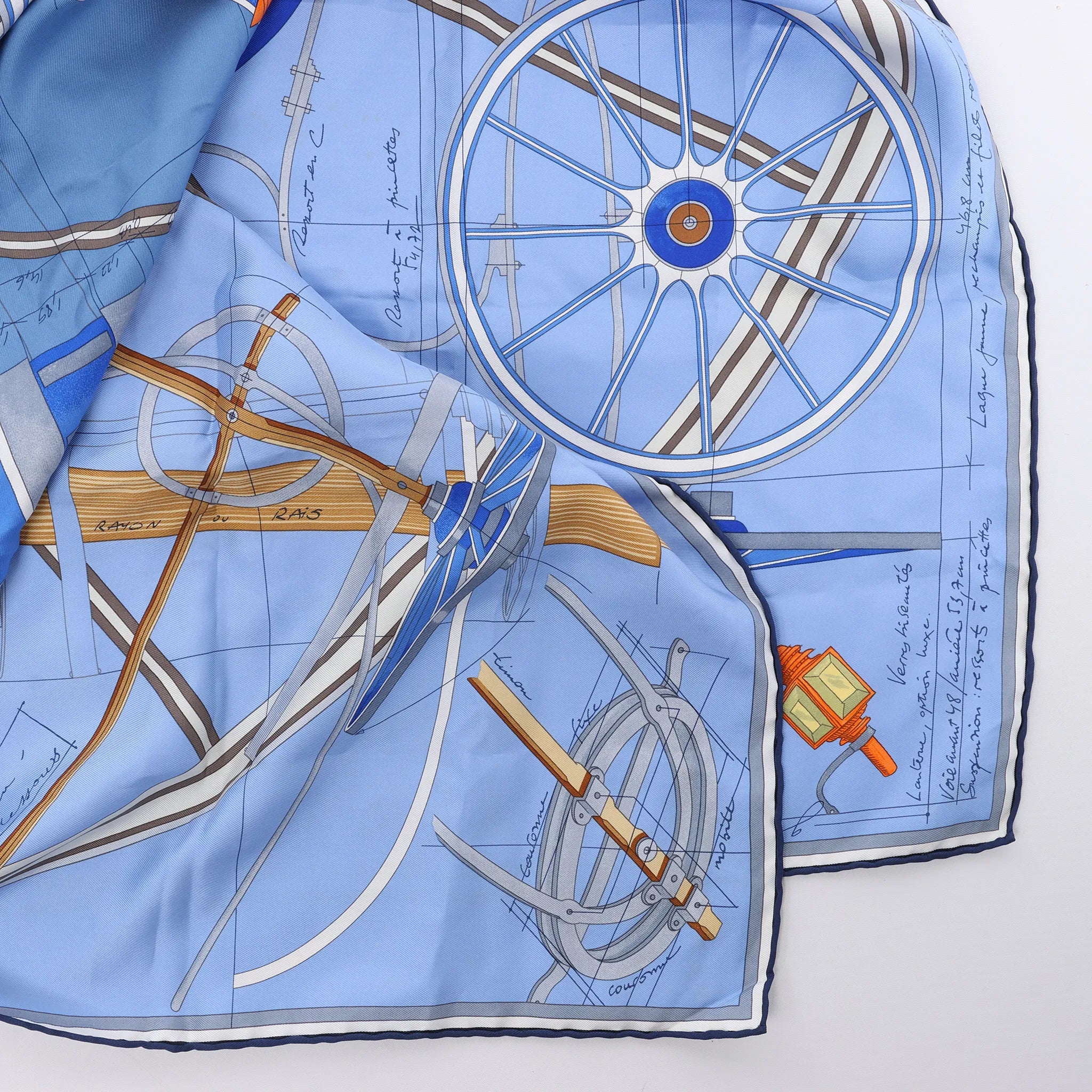 Hermès Carré 90 "Projet De Voiture" Silk handkerchief in Blue