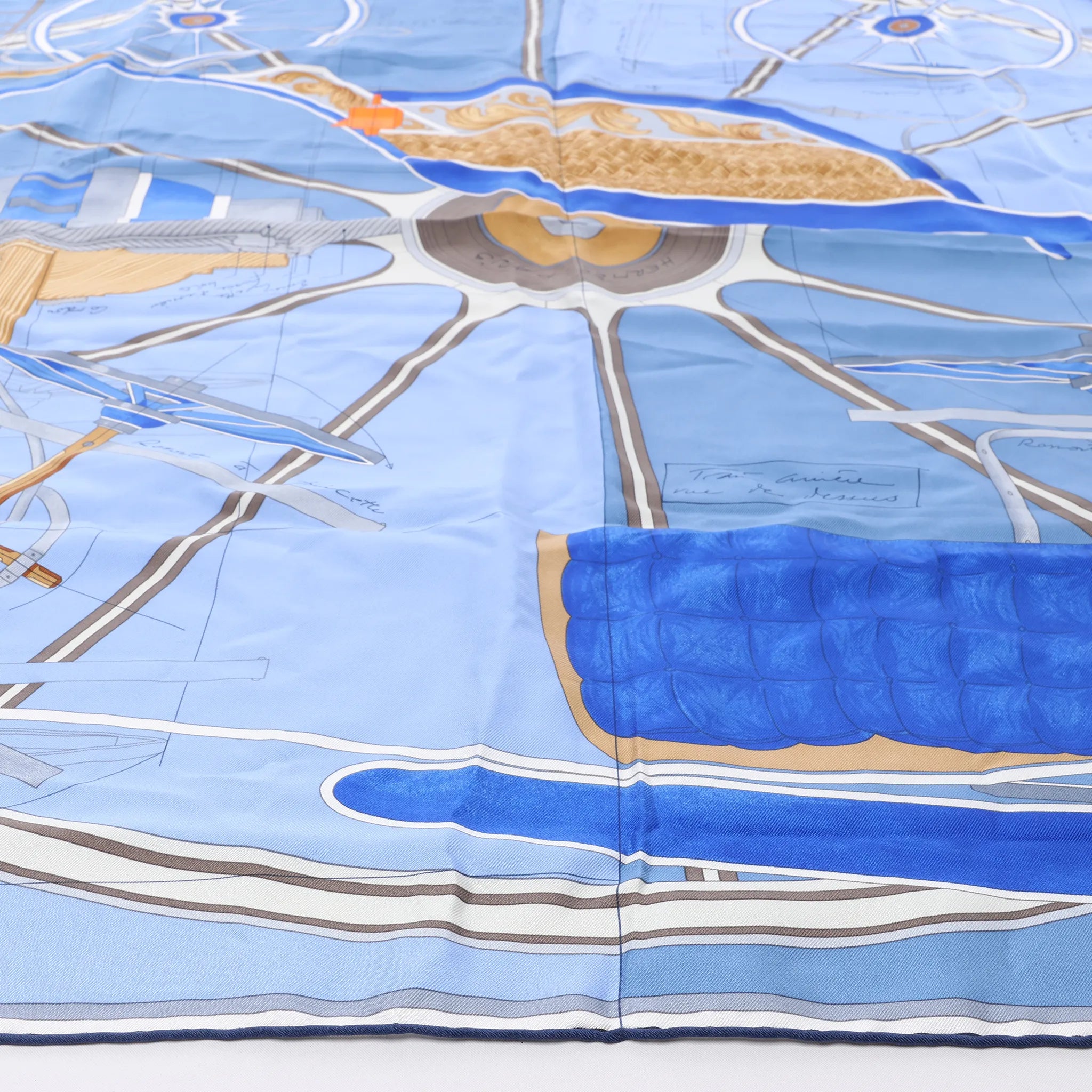 Hermès Carré 90 "Projet De Voiture" Silk handkerchief in Blue
