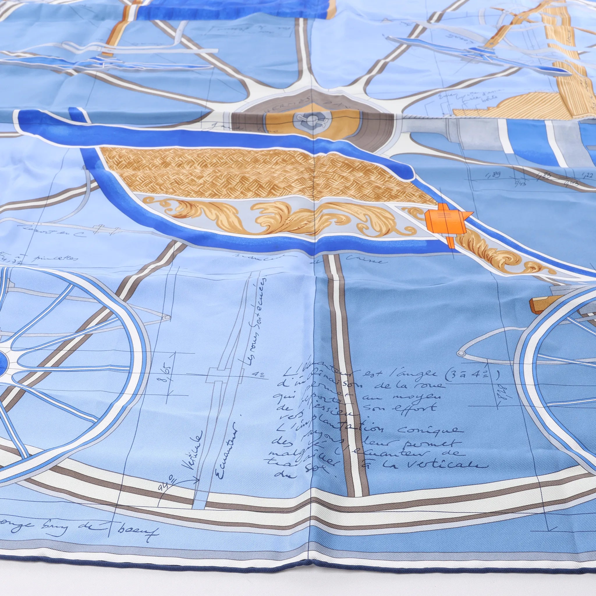 Hermès Carré 90 "Projet De Voiture" Silk handkerchief in Blue