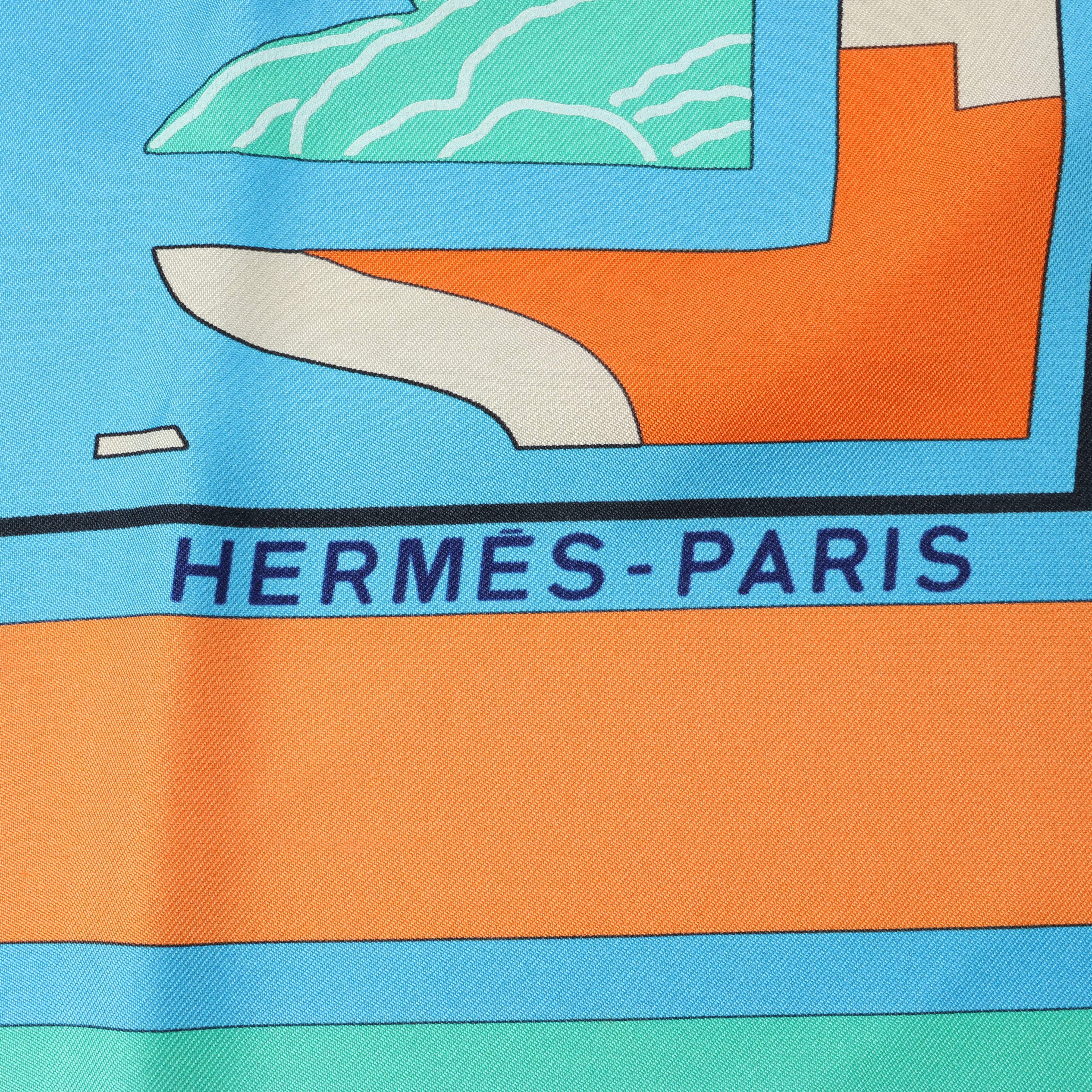 Hermès Carré 90 "Puzzle" 100% Silk Scarf in Blue