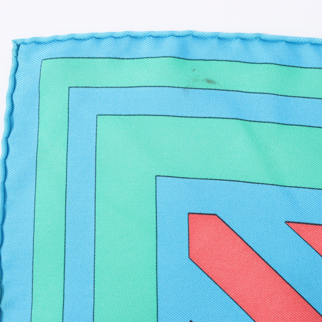 Hermès Carré 90 "Puzzle" 100% Silk Scarf in Blue