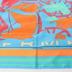 Hermès Carré 90 "Puzzle" 100% Silk Scarf in Blue