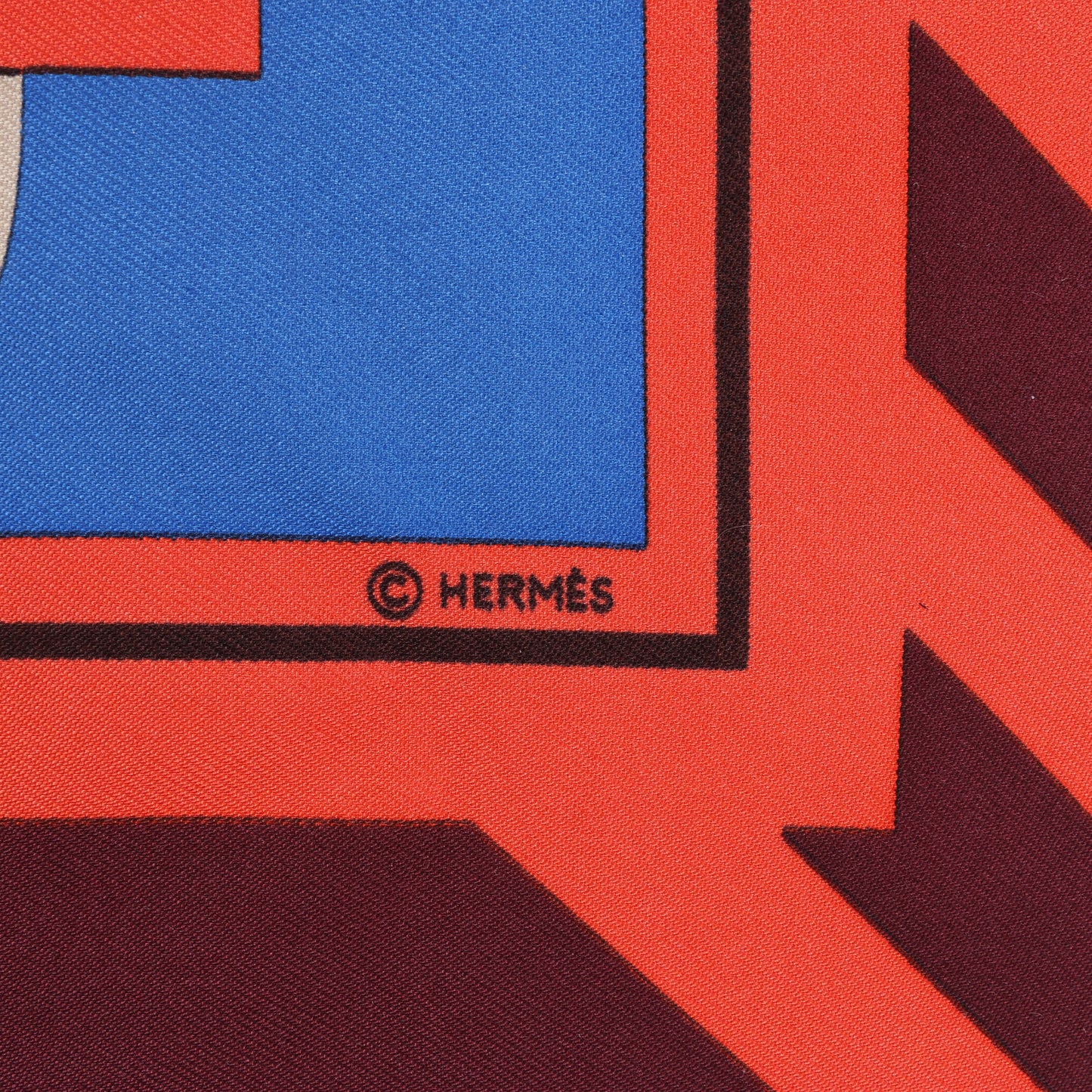Hermès Carré 90 "Puzzle" 100% Silk Scarf in Orange