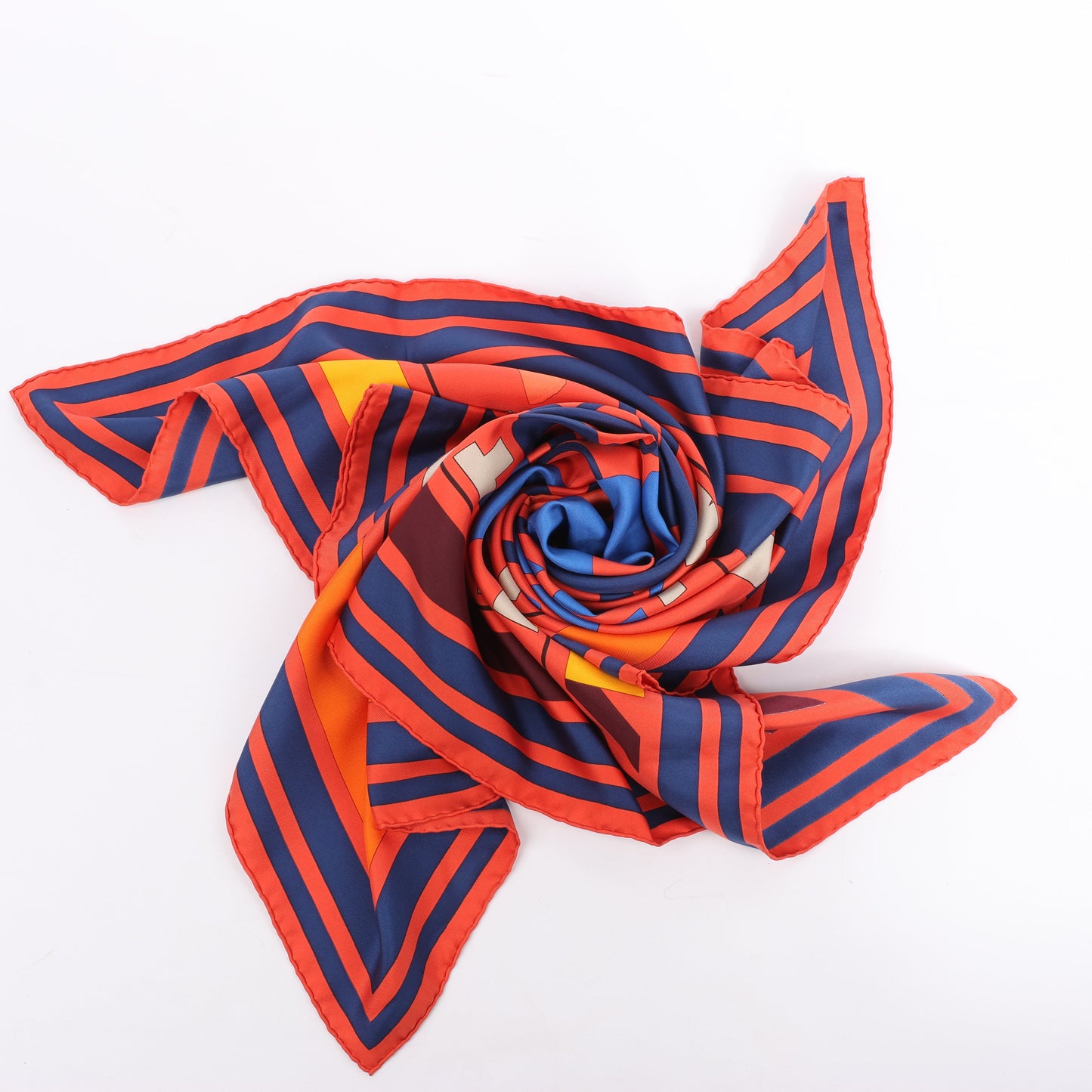 Hermès Carré 90 "Puzzle" 100% Silk Scarf in Orange