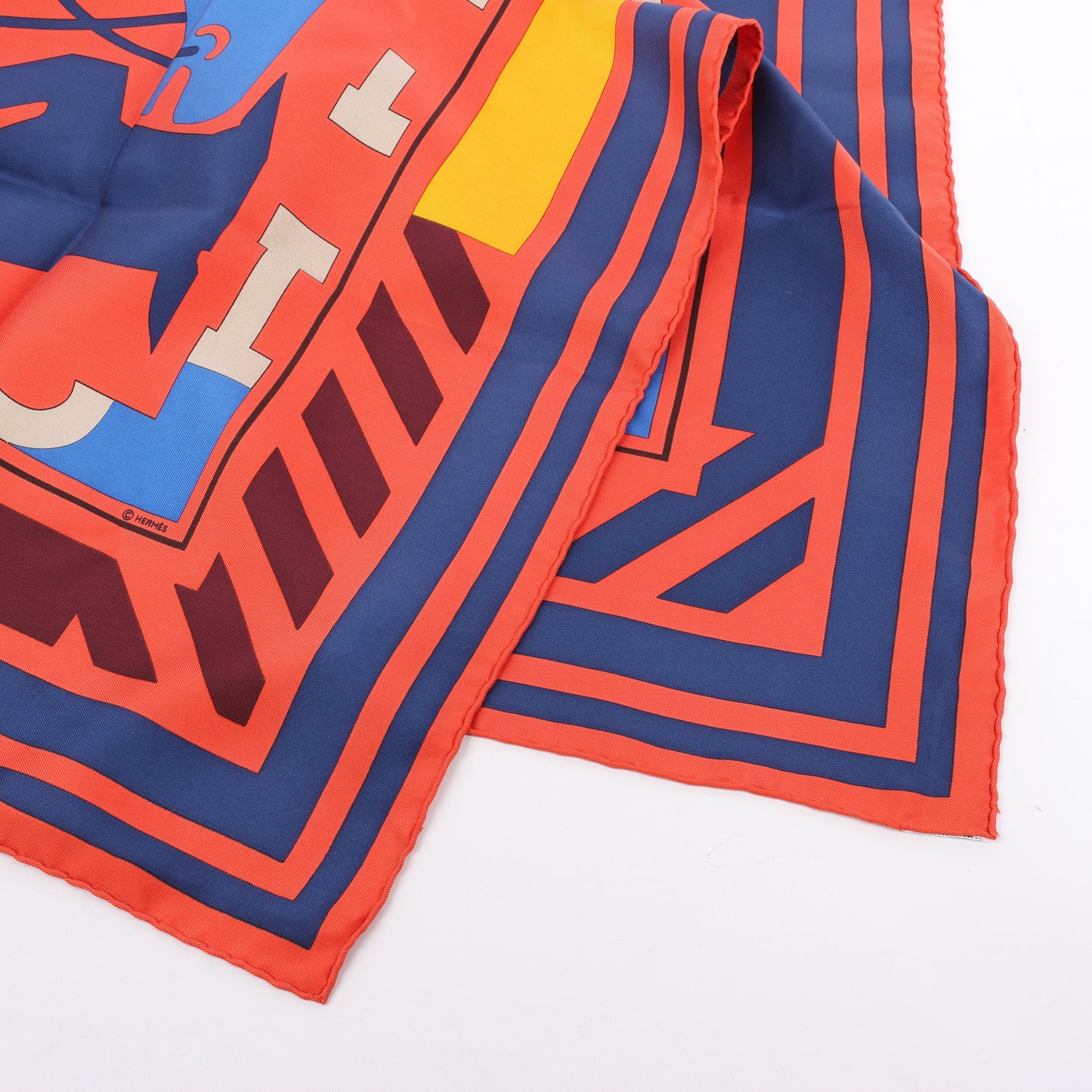 Hermès Carré 90 "Puzzle" 100% Silk Scarf in Orange